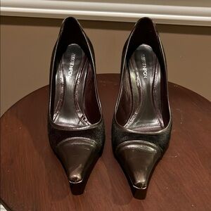 Albert Nipon Black and Silver Stiletto Heels
